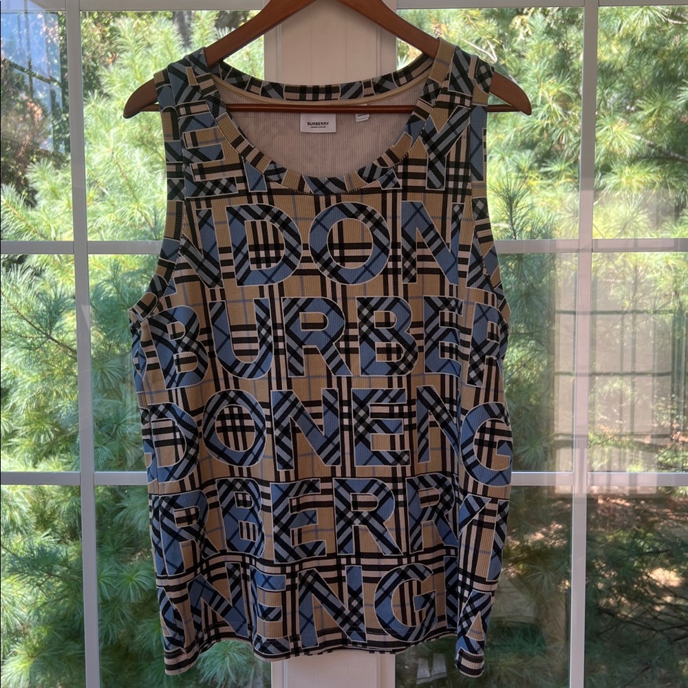 Burberry Graphic Blue and Tan Muscle Tee